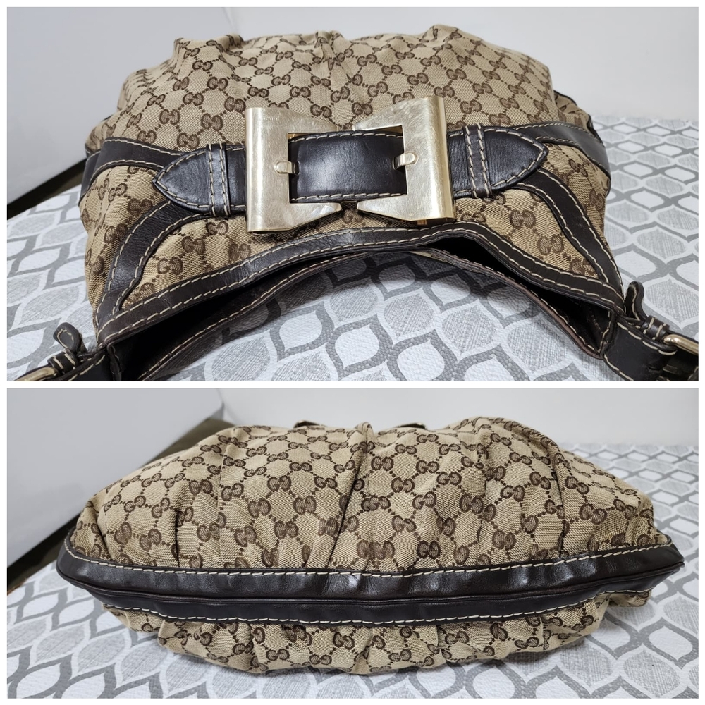 GUCCI GG Canvas And Leather Queen Large Hobo Bag Beige/Brown - Picture 9 of 13